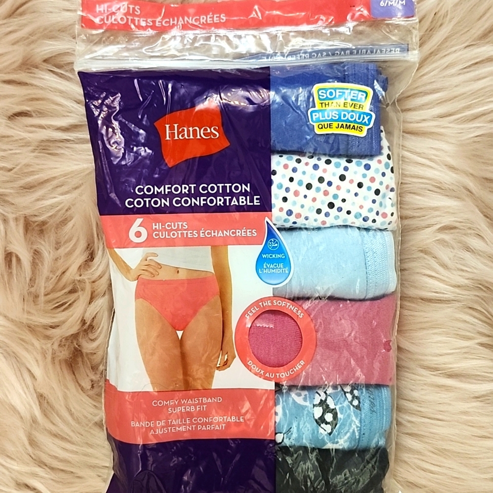 Brand New Hanes HI-Cuts Ladies Briefs- 6/M